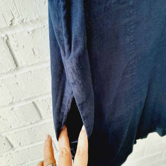 Tahari Shirt Dress Lagenlook Blue Sleeveless PocketsLinen Blend Above Knee Sz:12 - Picture 4 of 6